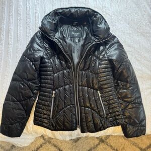 GUESS Women's Shiny Black Puffer Jacket